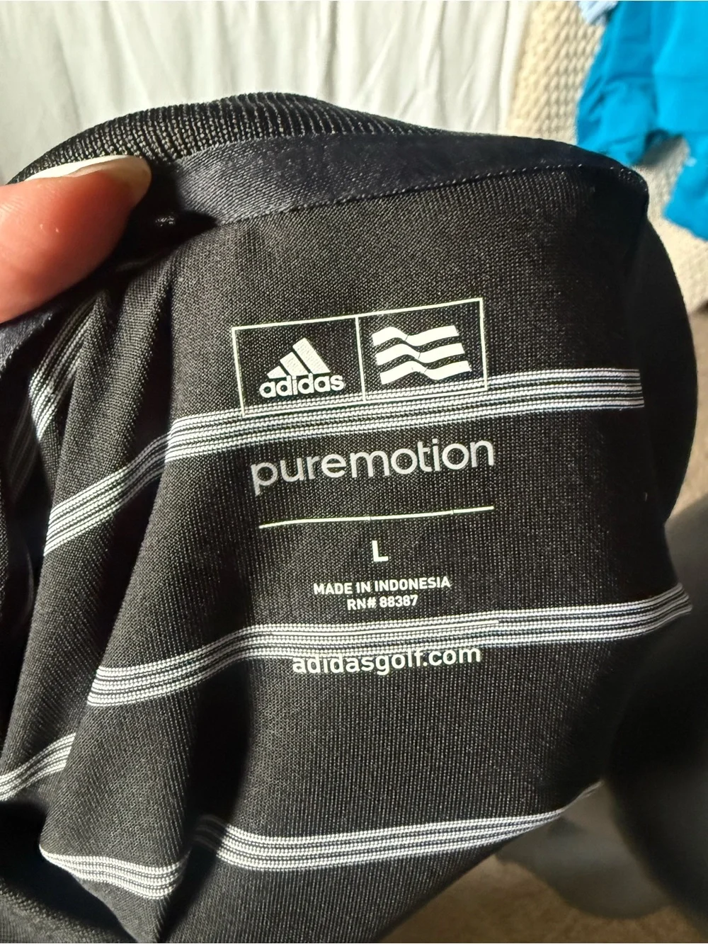 adidas Black Polo with White Horizontal Stripes
